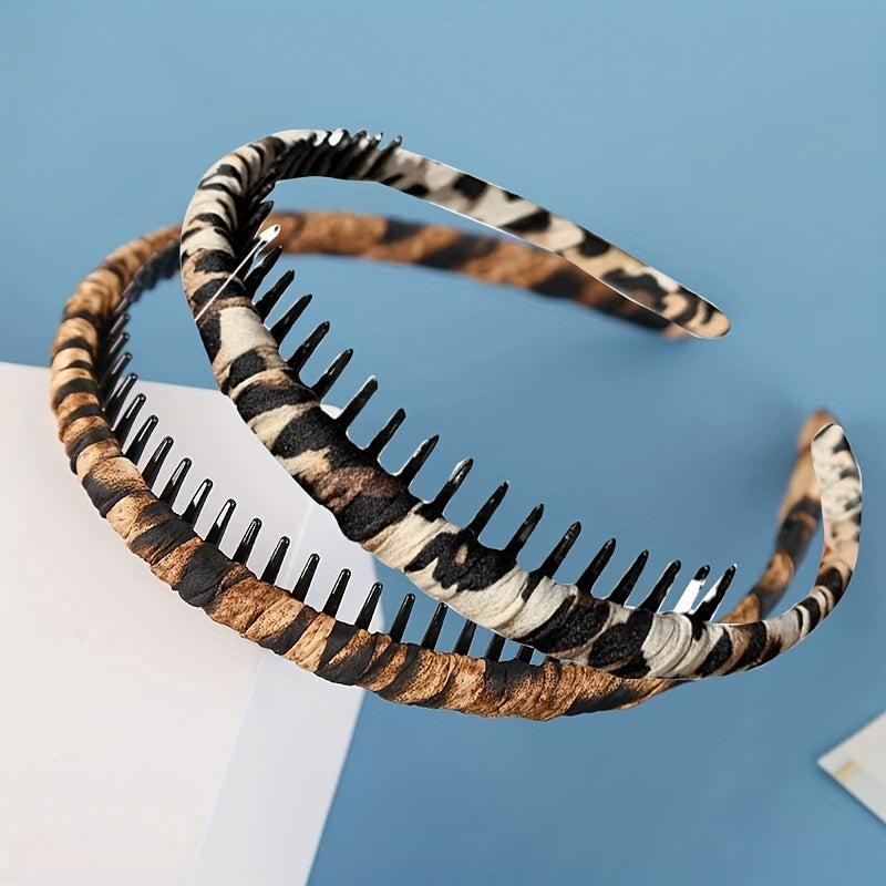 Leopard Pattern Teeth Headband Nonslip Hair Band For Women Girls