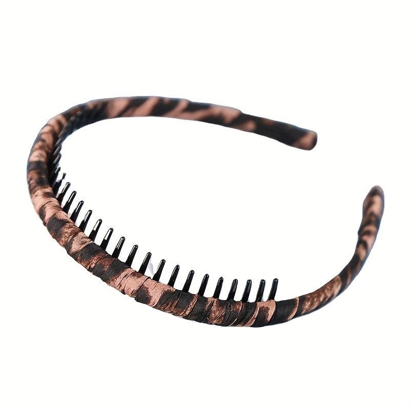 Leopard Pattern Teeth Headband Nonslip Hair Band For Women Girls