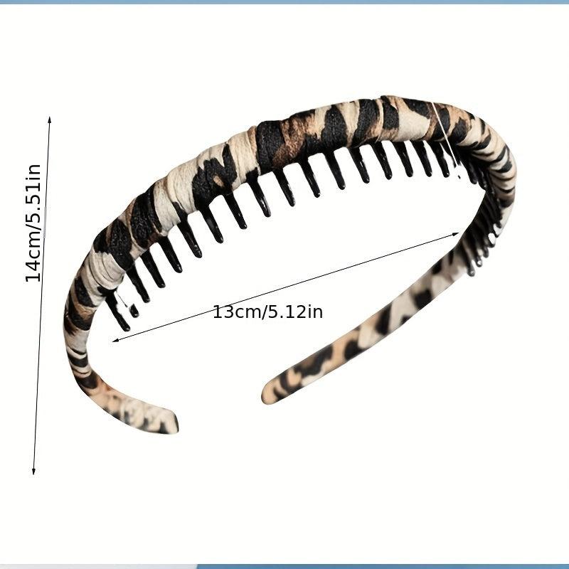 Leopard Pattern Teeth Headband Nonslip Hair Band For Women Girls