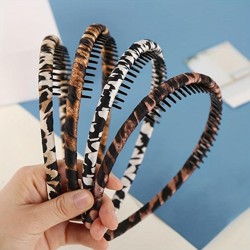 Leopard Pattern Teeth Headband Nonslip Hair Band For Women Girls