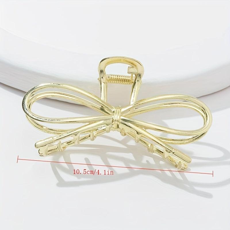 Golden Bowknot Hair Claw Clip Non Slip Strong Hold Grip Hair Jaw Clip