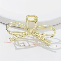 Golden Bowknot Hair Claw Clip Non Slip Strong Hold Grip Hair Jaw Clip