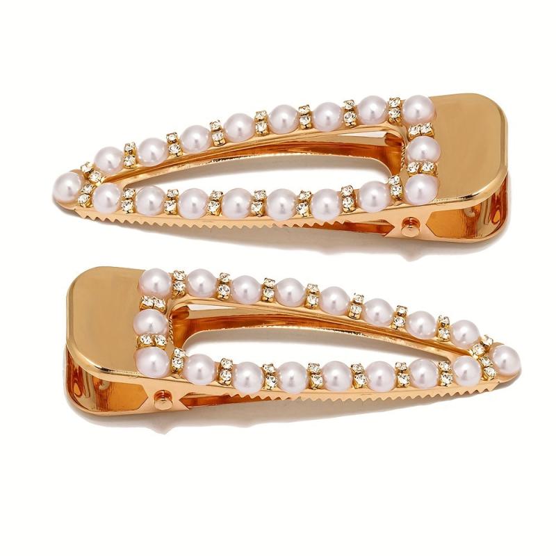 Faux Pearl Rhinestone Hair Clip Duck Billed Clip Head Jewelry Hair Accessories