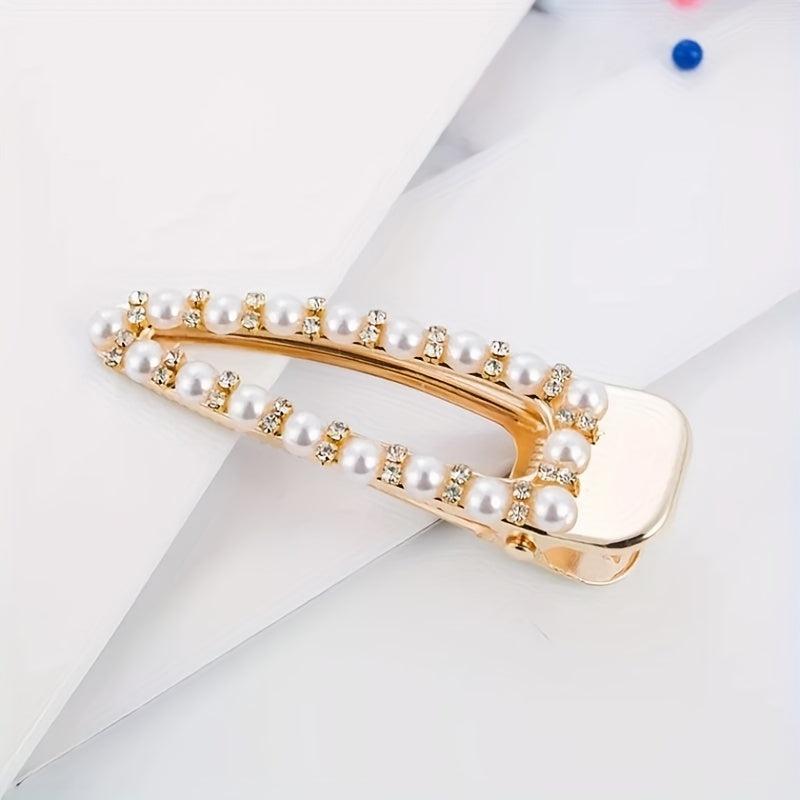 Faux Pearl Rhinestone Hair Clip Duck Billed Clip Head Jewelry Hair Accessories