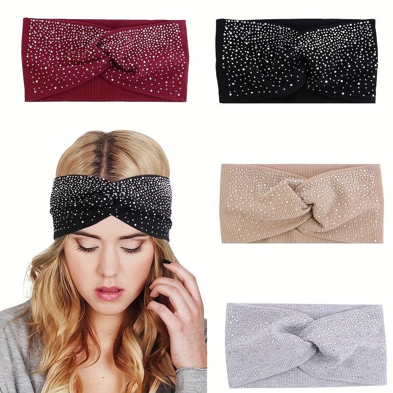 Boho Rhinestone Headband Cross Knot Hair Band Hair Accessories For Women
