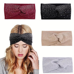 Boho Rhinestone Headband Cross Knot Hair Band Hair Accessories For Women