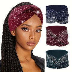 Boho Rhinestone Headband Cross Knot Hair Band Hair Accessories For Women