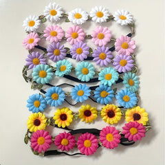 7pcs Flower Headband Hawaiian Sunflower Daisy Hair Tie Floral Wreath