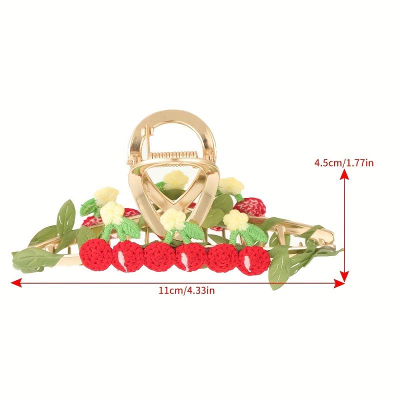 Cartoon Fruit Decor Hair Claw Sweet Ponytail Holder Hair Clip