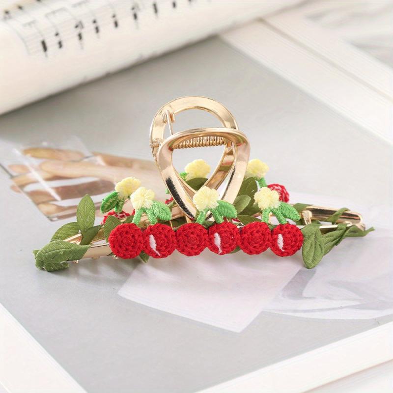 Cartoon Fruit Decor Hair Claw Sweet Ponytail Holder Hair Clip