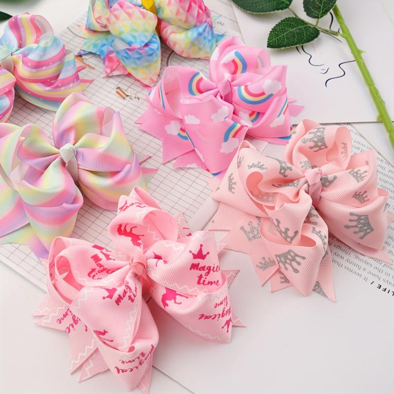 6pcs Rainbow Flower Hair Clip Set for Girls Kids