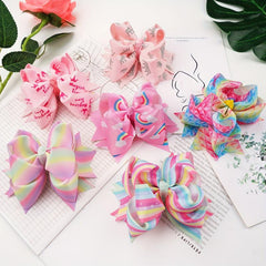 6pcs Rainbow Flower Hair Clip Set for Girls Kids
