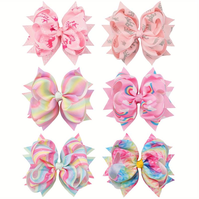 6pcs Rainbow Flower Hair Clip Set for Girls Kids