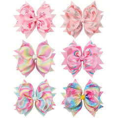 6pcs Rainbow Flower Hair Clip Set for Girls Kids