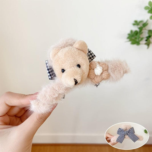 2pcs Plush Bear Hair Claw Clip Big Bow Clip Headwear Hair Accessories