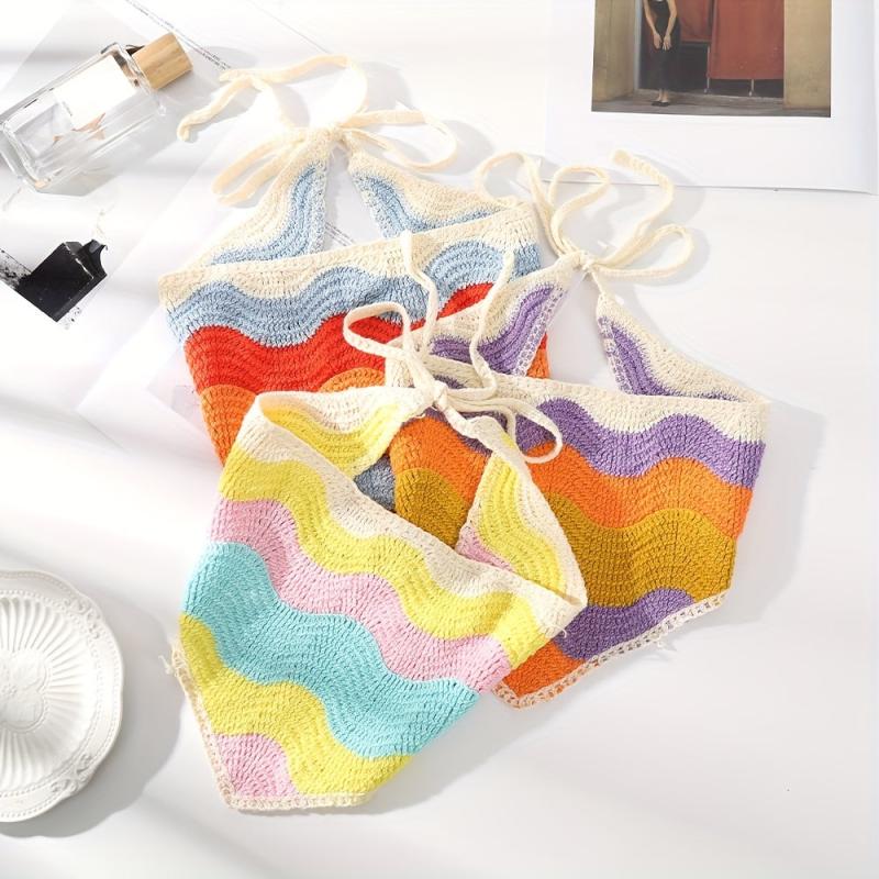 Wavy Colored Hair Band Crochet Knitted Bandana Sweet Adjustable Headdress