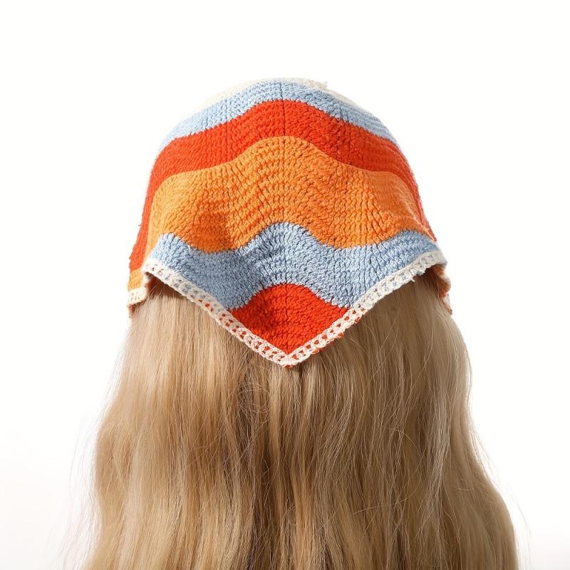 Wavy Colored Hair Band Crochet Knitted Bandana Sweet Adjustable Headdress