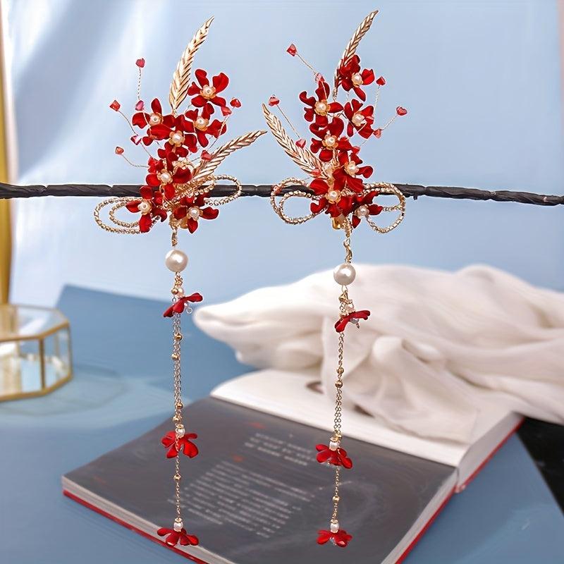 Pearl Tassel Flower Hair Clip Side Clip Hair Accessories