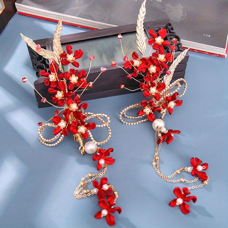 Pearl Tassel Flower Hair Clip Side Clip Hair Accessories