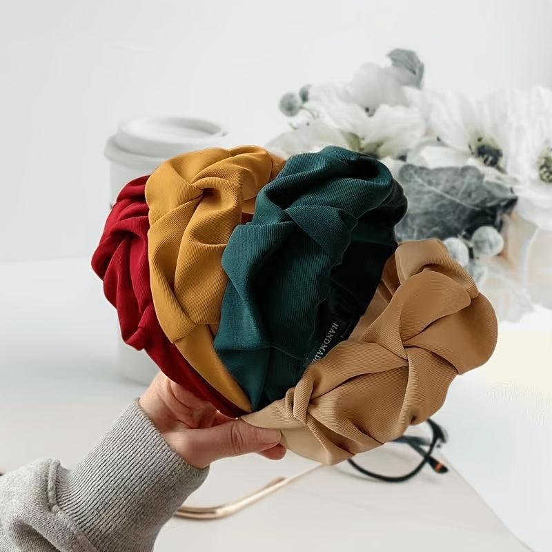 Retro Ruched Knotted Hairband for Summer Beach Travel