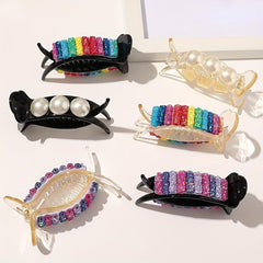 6pcs Rainbow Hair Claw Clip Sequin Hair Clip Colorful Ponytail Holder