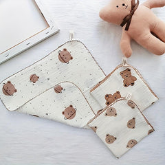 Animal Pattern Handkerchief Soft Face Towel Small Square Scarf Cartoon Hankies