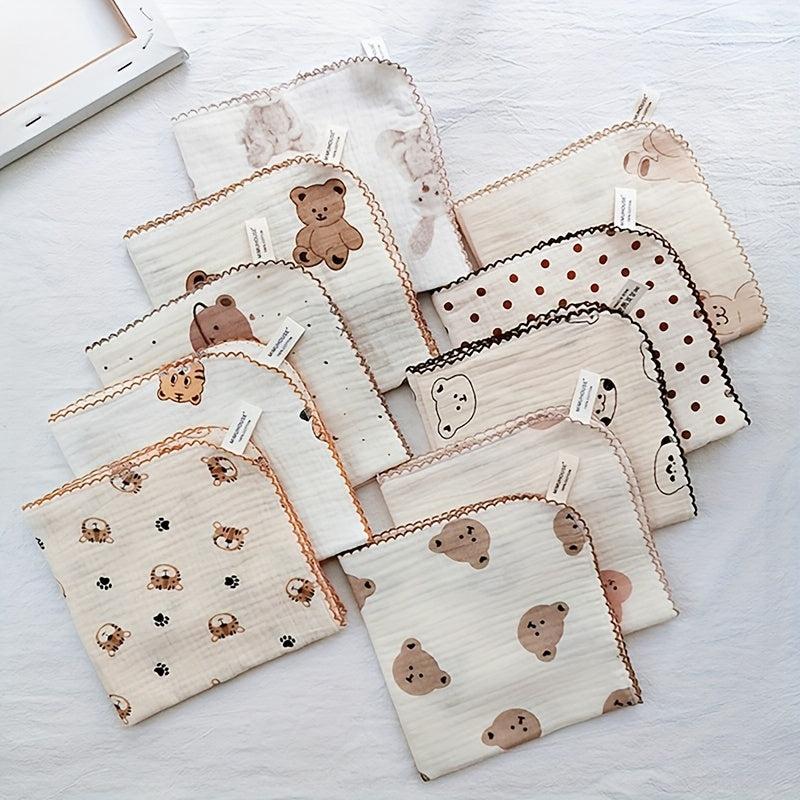 Animal Pattern Handkerchief Soft Face Towel Small Square Scarf Cartoon Hankies
