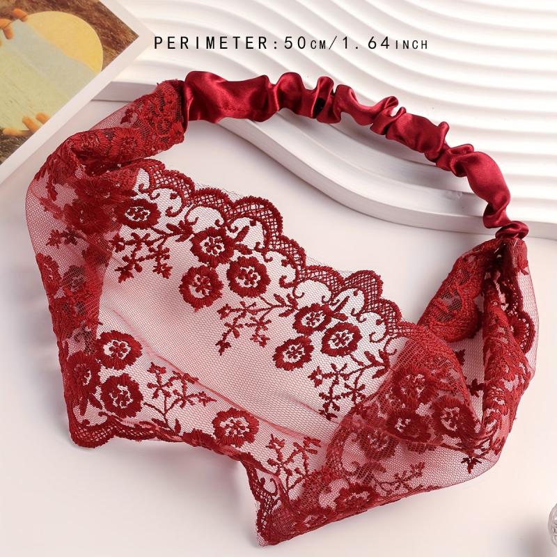 Wide Lace Flower Headband Stretchy Headdress Women Girls Hair Accessories