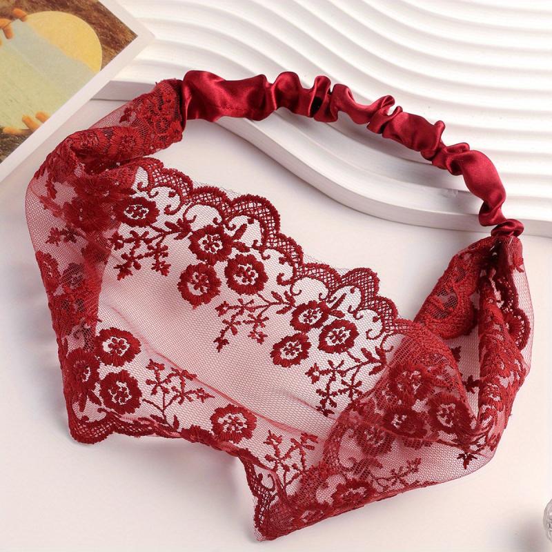 Wide Lace Flower Headband Stretchy Headdress Women Girls Hair Accessories