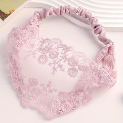 Wide Lace Flower Headband Stretchy Headdress Women Girls Hair Accessories