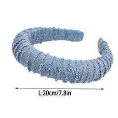 Women's Denim Fabric Headband with Golden Chain Hair Accessories