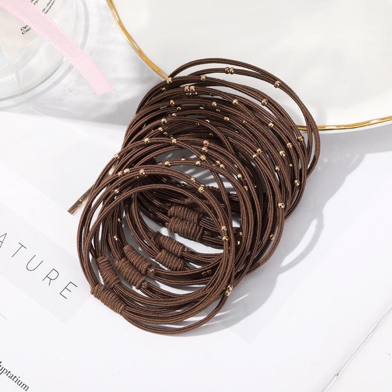 10PCS Women Elastic Hair Bands Headbands Gold Beads Scrunchies Hair Tie