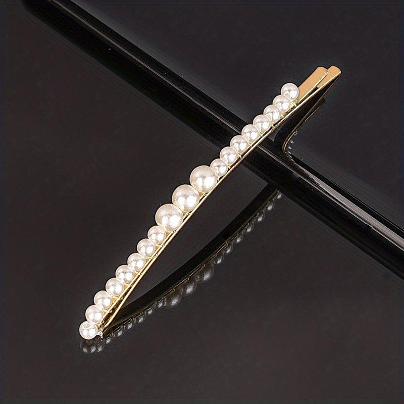 Faux Pearl Snap Clip Bobby Pin Duck Billed Clip Head Jewelry Hair Accessories