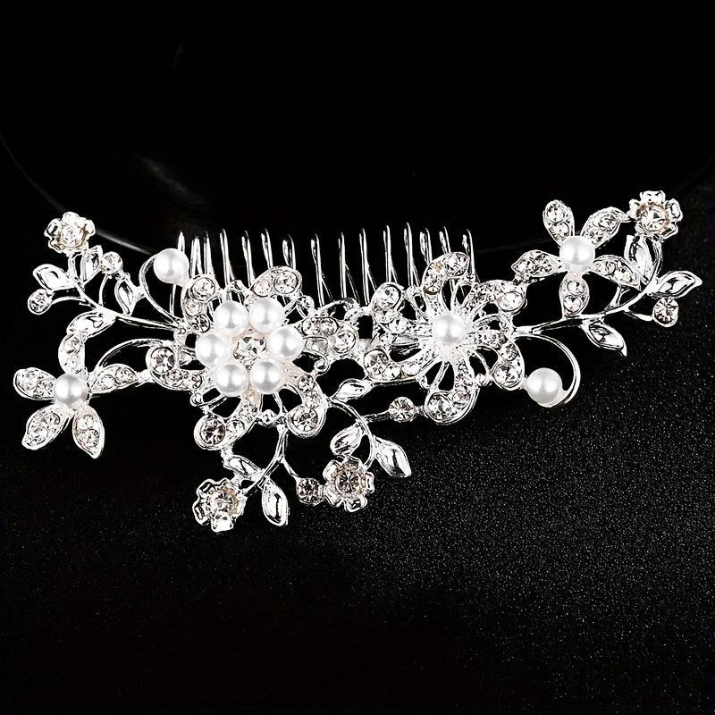 Bridal Rhinestone Hair Comb Faux Pearl Wedding Accessories