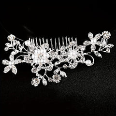 Bridal Rhinestone Hair Comb Faux Pearl Wedding Accessories