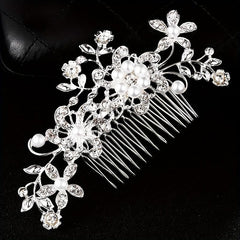 Bridal Rhinestone Hair Comb Faux Pearl Wedding Accessories