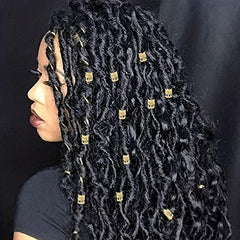 Gold Rhinestone Hair Rings Aluminum Dreadlocks Metal Hair Cuffs