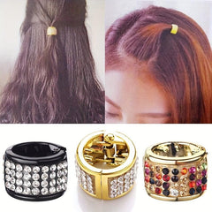 Gold Rhinestone Hair Rings Aluminum Dreadlocks Metal Hair Cuffs