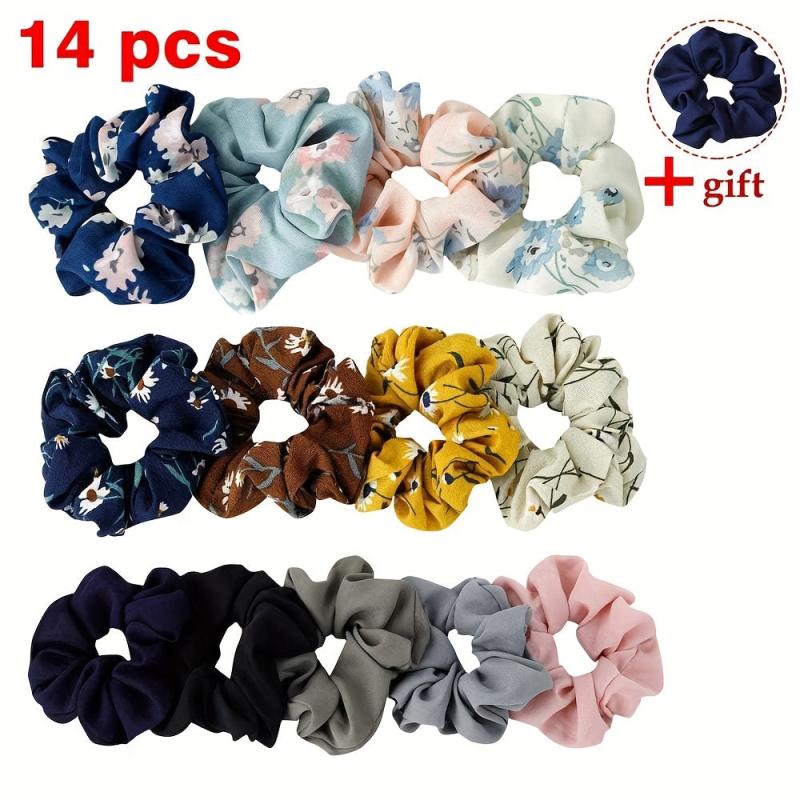 Flower Pattern Hair Tie Elastic Scrunchie Ponytail Hair Rope