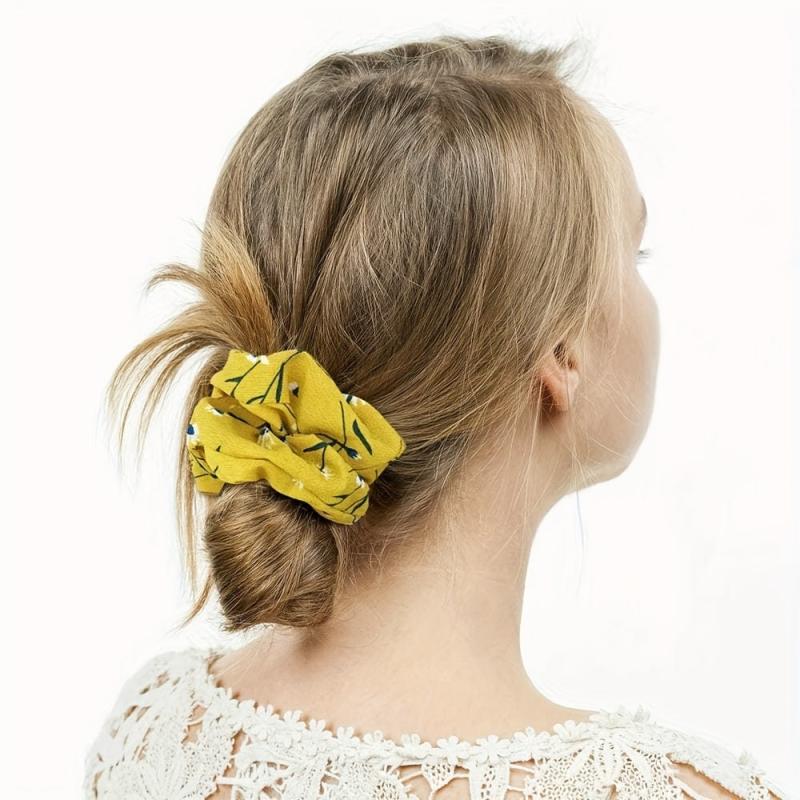 Flower Pattern Hair Tie Elastic Scrunchie Ponytail Hair Rope
