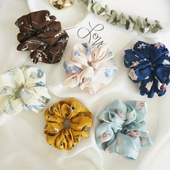 Flower Pattern Hair Tie Elastic Scrunchie Ponytail Hair Rope