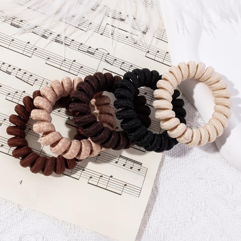 5pcs Coil Wire Hair Tie Elastic Hair Protective Ponytail Holder