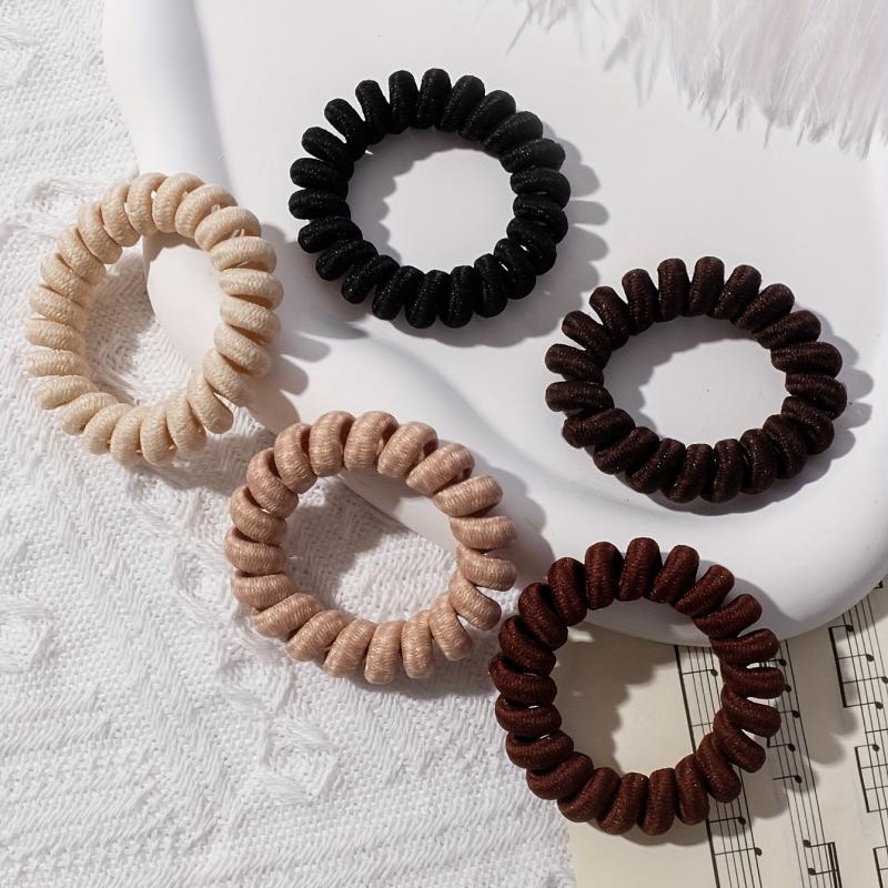5pcs Coil Wire Hair Tie Elastic Hair Protective Ponytail Holder