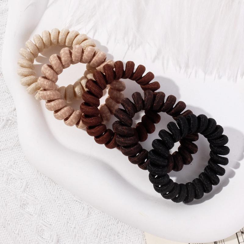 5pcs Coil Wire Hair Tie Elastic Hair Protective Ponytail Holder