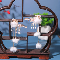 Hair Ball Flower Hairpin Pearl Tassel Headdress Girls Hair Access