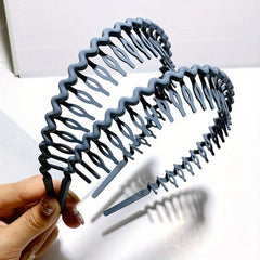 2pcs Solid Teeth Hair Band, Sweet Style Headband for Women Girls