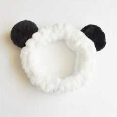 Pink Fur Ball Headband Face Wash Makeup Hairband Functional