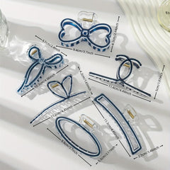 6pcs Colorful Hair Claw Clip Bow Shaped Nonslip Ponytail Holder Hair Accessories
