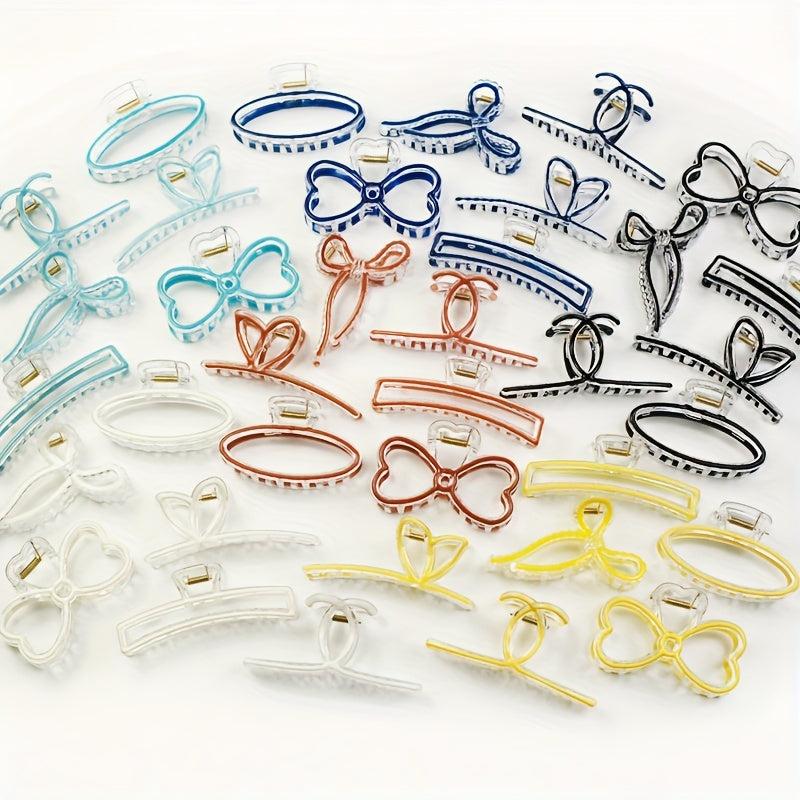6pcs Colorful Hair Claw Clip Bow Shaped Nonslip Ponytail Holder Hair Accessories