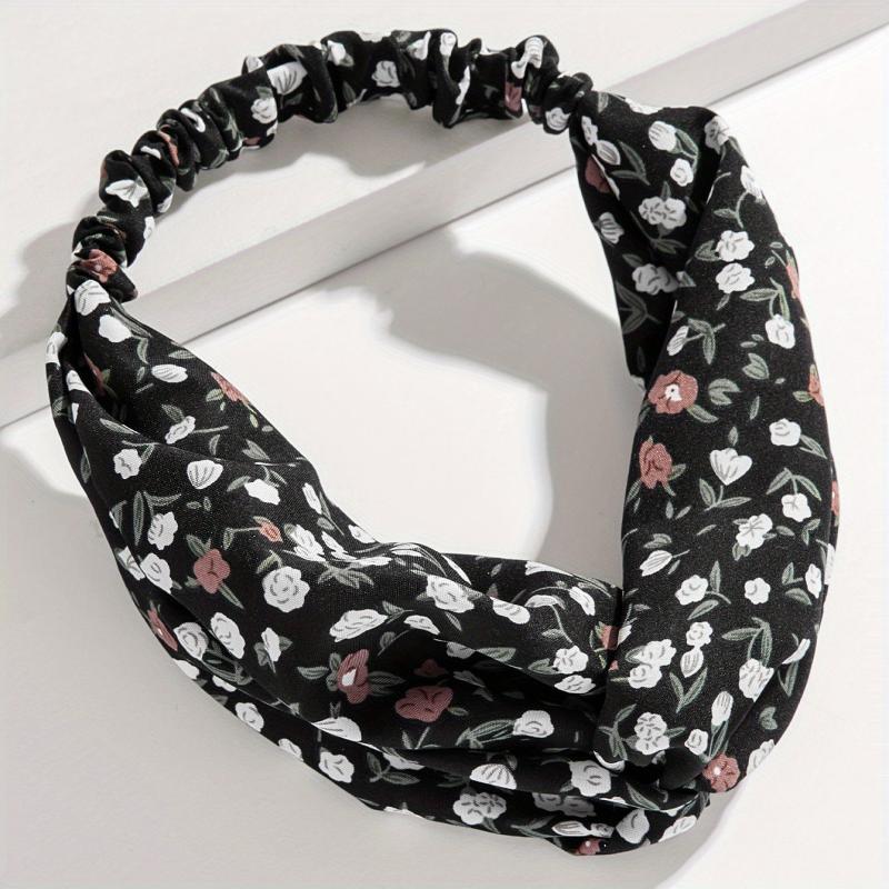 Criss Cross Headband Stretchy Hair Band Floral Printed Hair Band Style Headdress